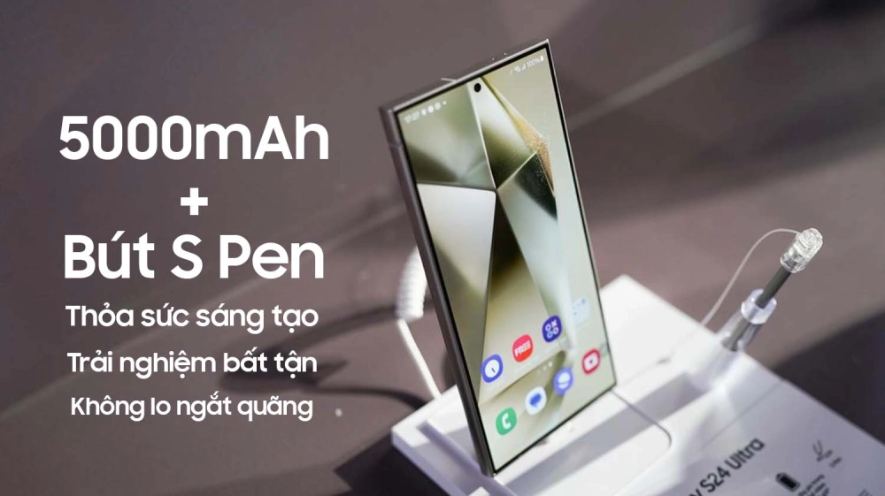 Pin 5000 mAh của Samsung Galaxy S24 Ultra đảm bảo trải nghiệm pin bền bỉ